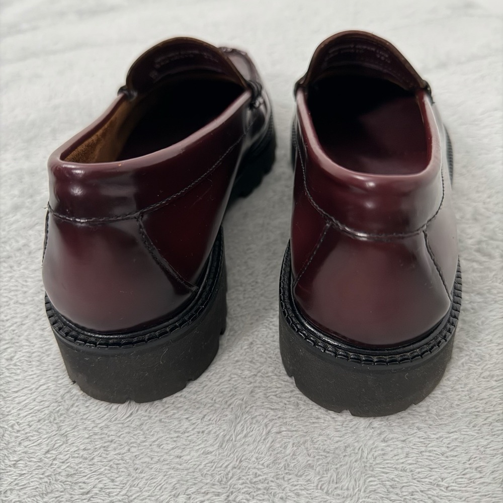 G.H. Bass Weejuns Whitney Super Lug Penny Loafers Wine Leather Womens US 9.5 M - Picture 6 of 9